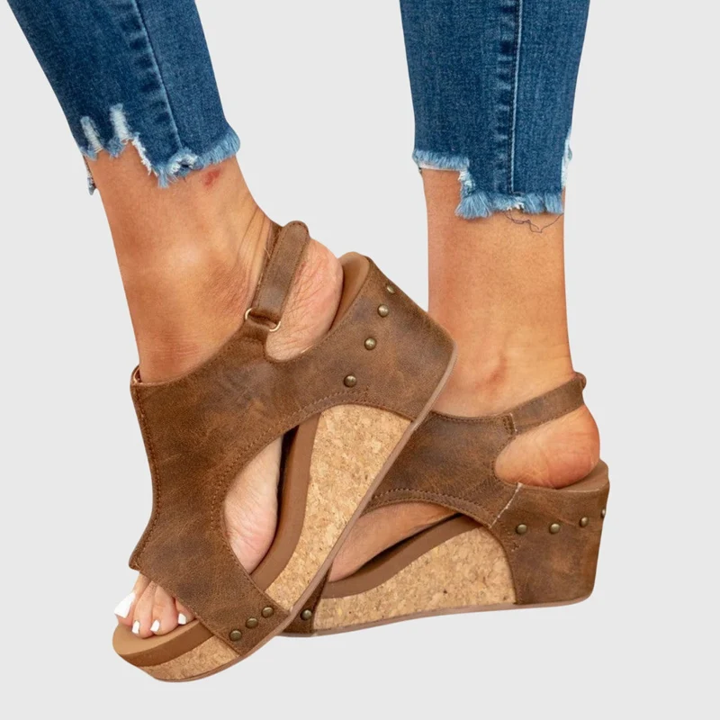 Orthopädische Keilsandalen für Damen | Schnalle