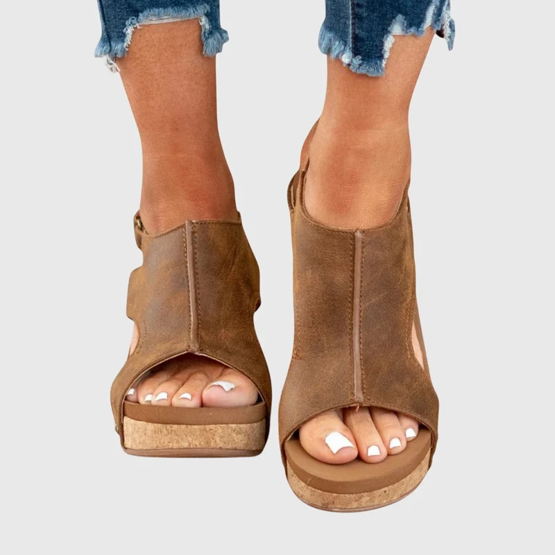 Orthopädische Keilsandalen für Damen | Schnalle