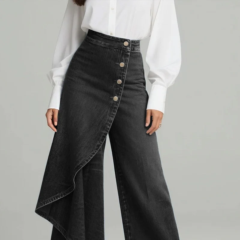 Damenjeans mit hoher Taille, lockerer Passform und weitem Bein
