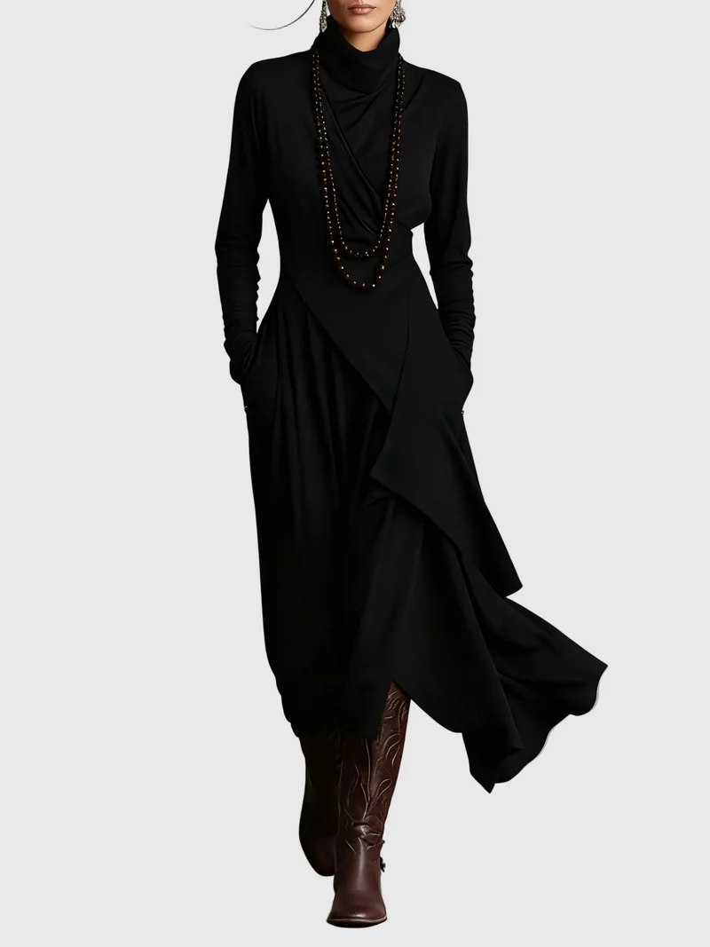 Svenja | Damen Maxi Faltenkleid – Plissee Maxikleid Faltend Elegant 2026