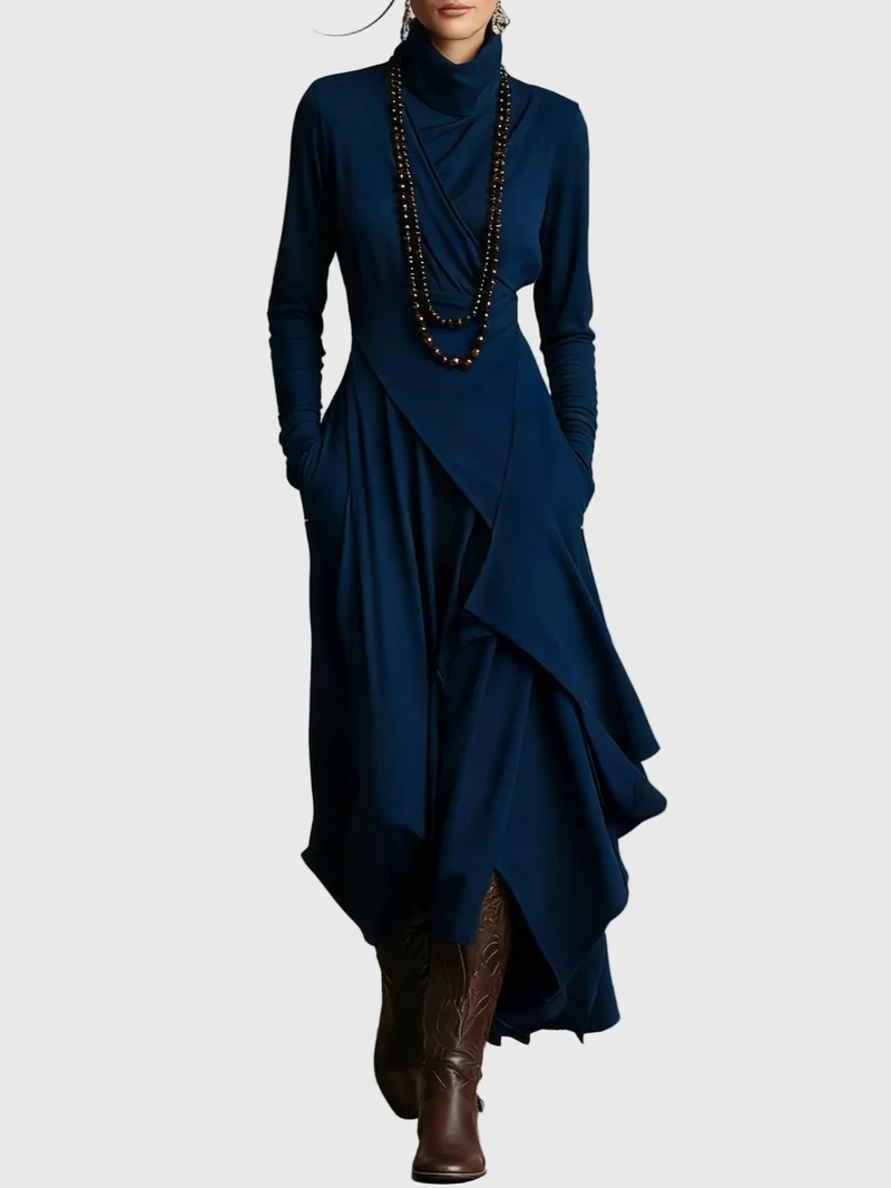 Svenja | Damen Maxi Faltenkleid – Plissee Maxikleid Faltend Elegant 2026