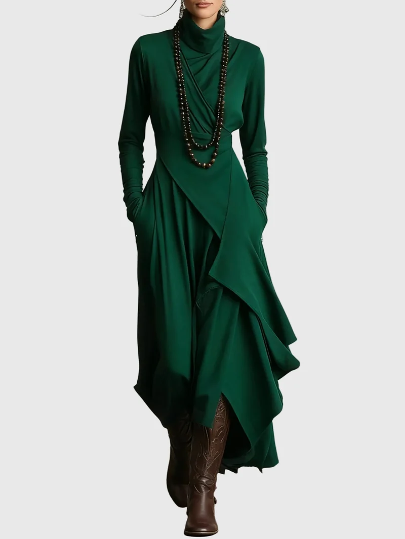 Svenja | Damen Maxi Faltenkleid – Plissee Maxikleid Faltend Elegant 2026