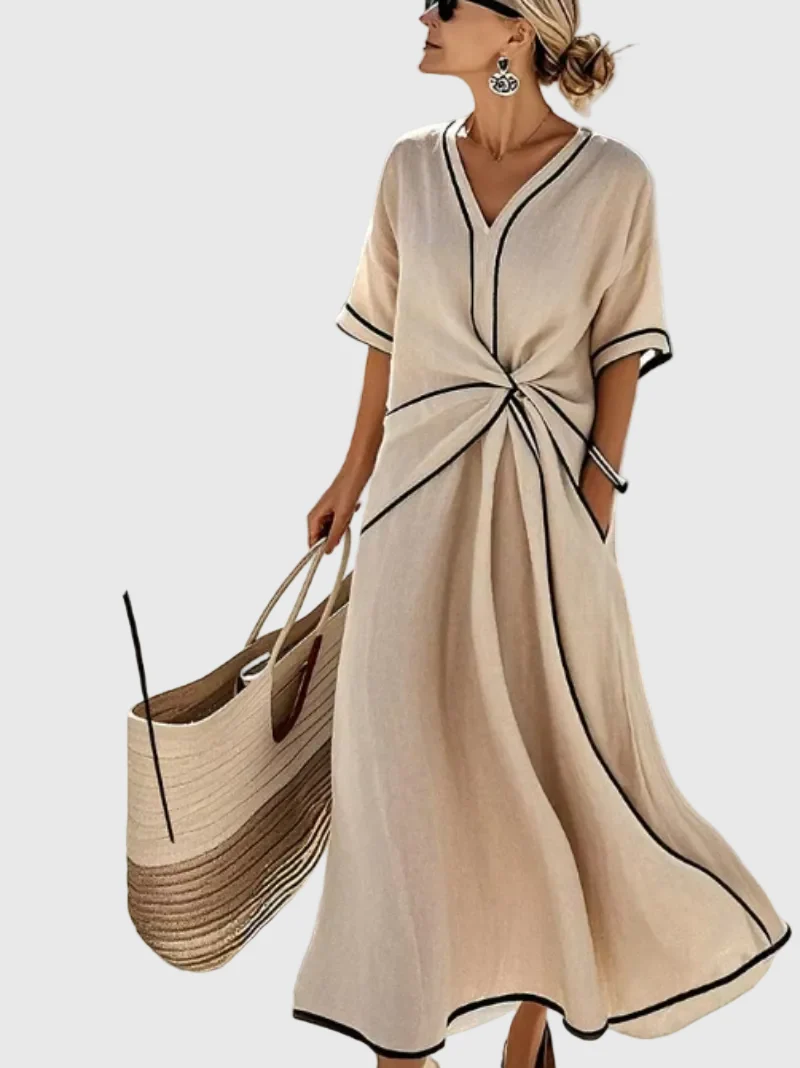 Bianca | Damen Drapiertes Küsten Maxikleid – Drapiertes Maxi Küste Sommer 2026