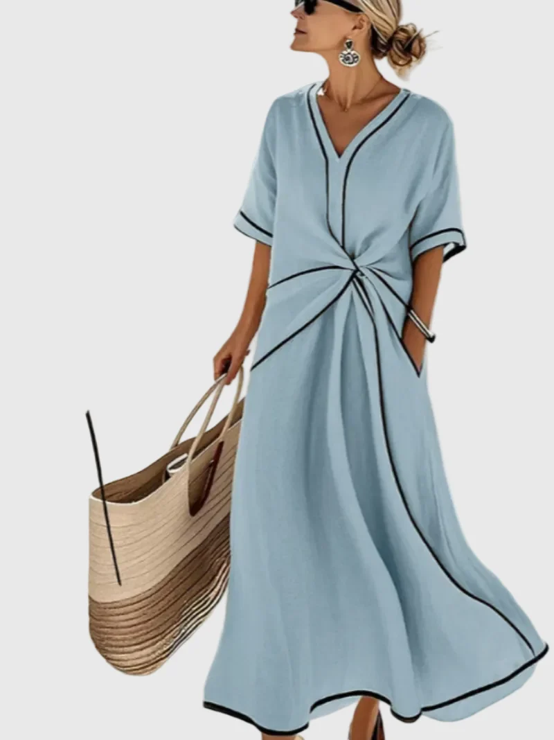 Bianca | Damen Drapiertes Küsten Maxikleid – Drapiertes Maxi Küste Sommer 2026