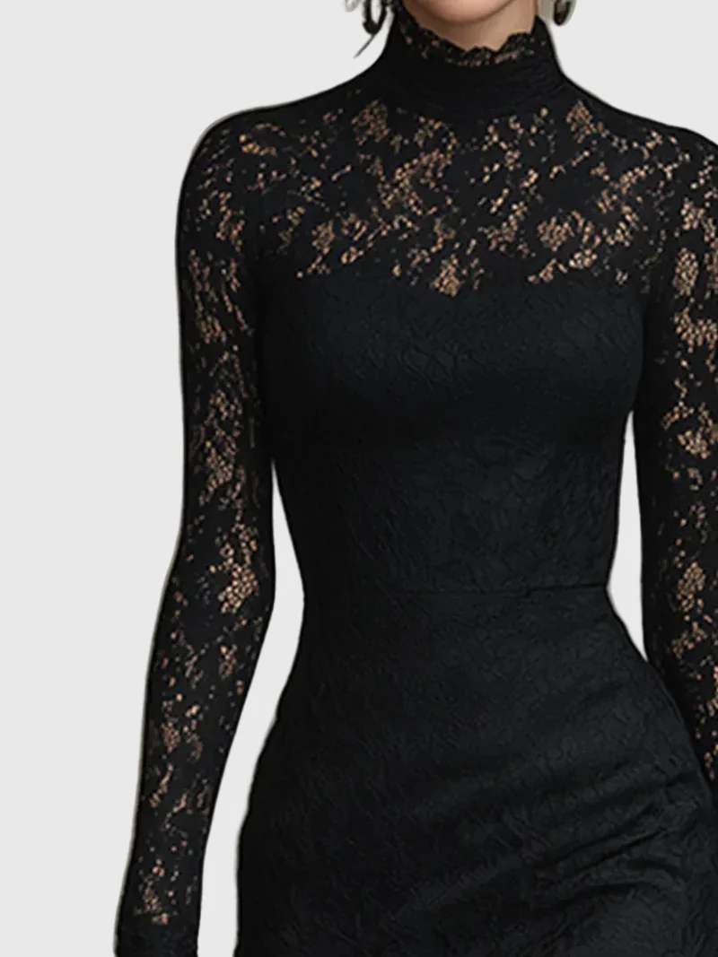 Nadine | Damen Spitzen Fischschwanz Maxikleid – Spitze Mermaid Maxi Elegant 2026