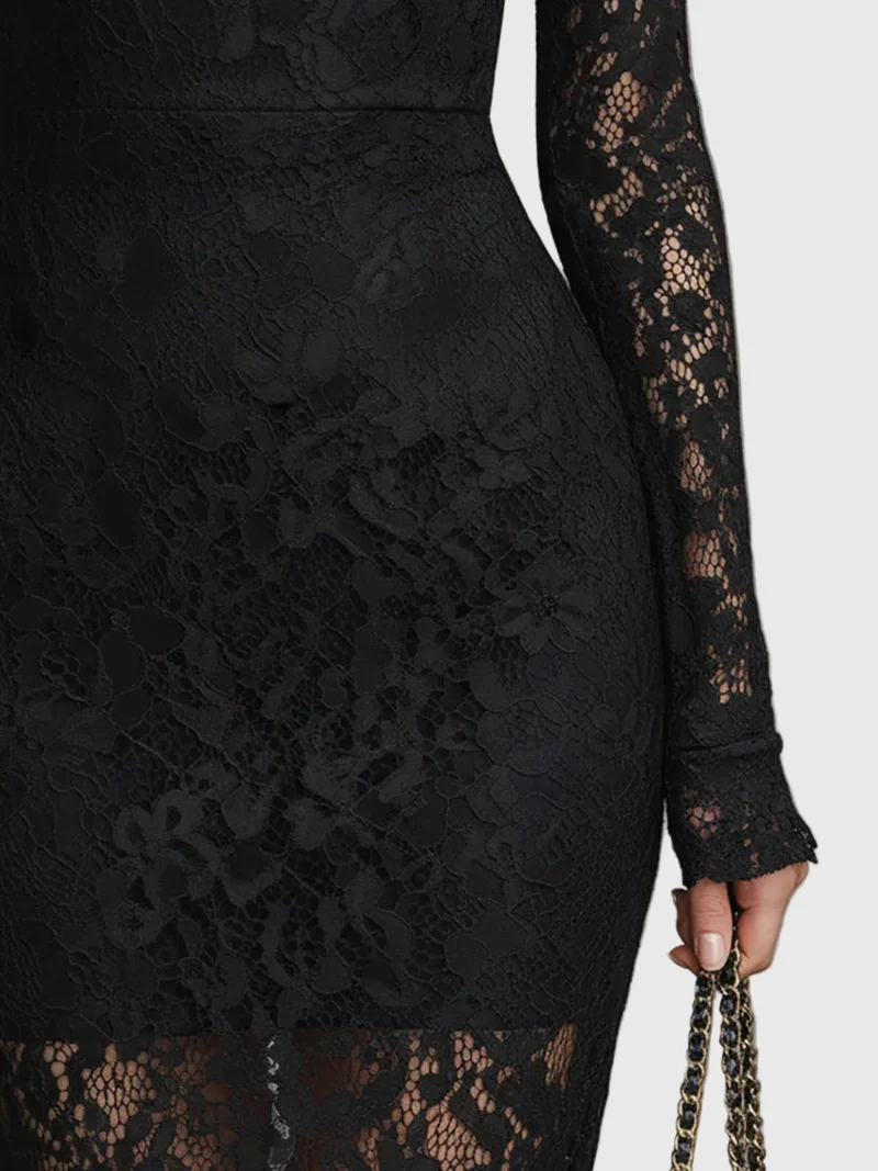 Nadine | Damen Spitzen Fischschwanz Maxikleid – Spitze Mermaid Maxi Elegant 2026
