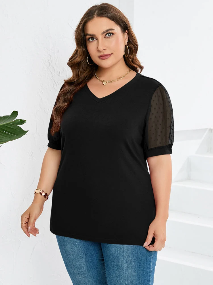 Hanna | Damen V-Ausschnitt Top Mit Puffärmeln