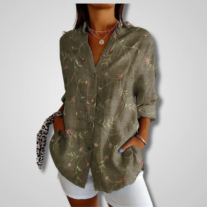 Karla | Damen Sommer Vintage Lässiges Hemd