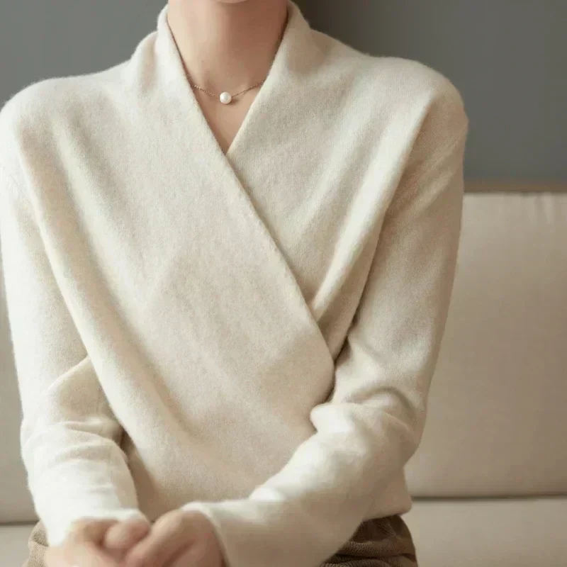 Emilia | Damen Frühlings-Wickelausschnitt-Stricktop