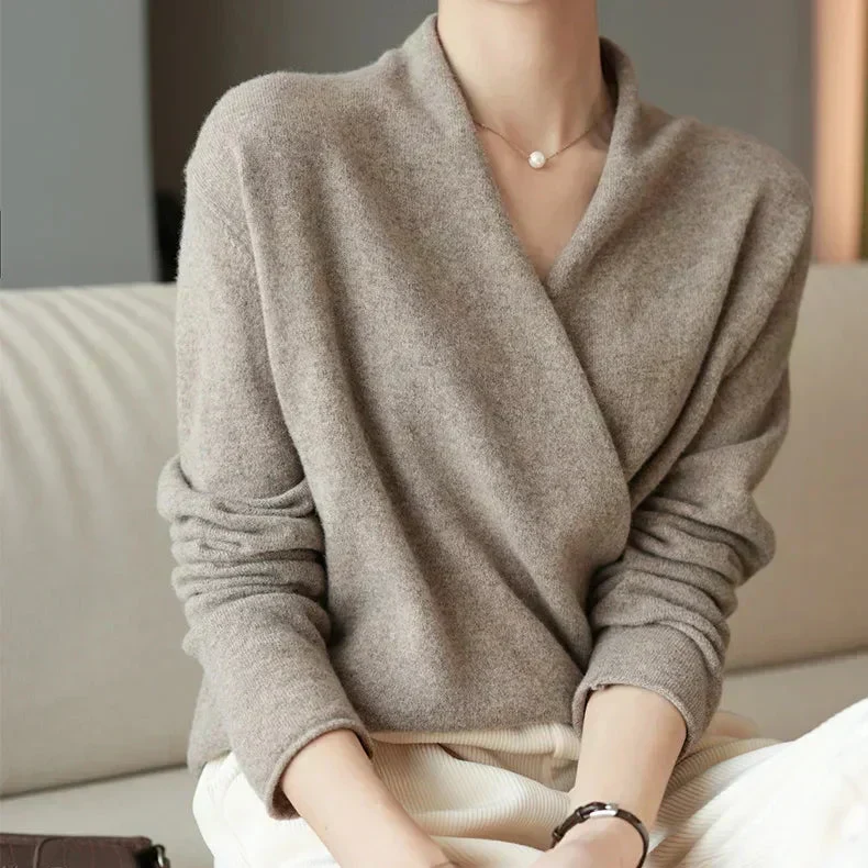 Emilia | Damen Frühlings-Wickelausschnitt-Stricktop