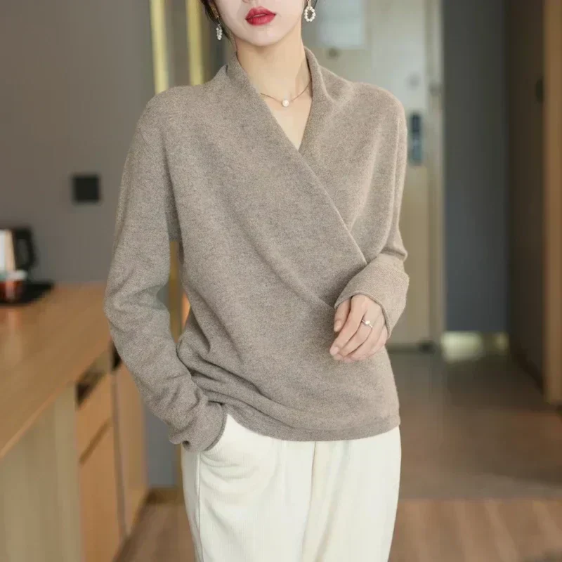 Emilia | Damen Frühlings-Wickelausschnitt-Stricktop