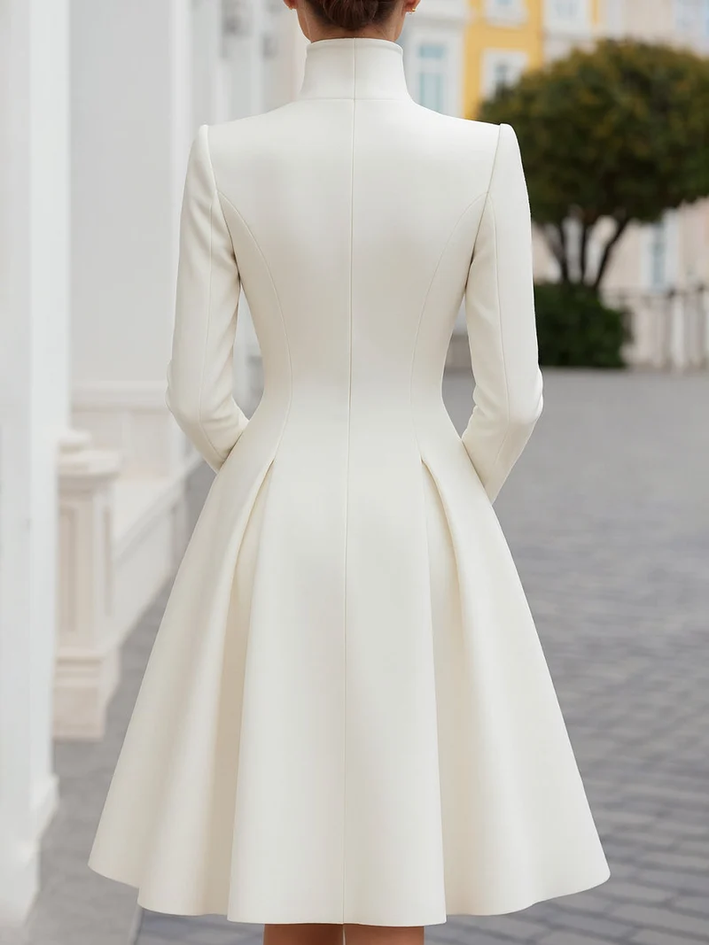 Doppelreihiges A-Linien-Mantelkleid für Damen | Wollmischung
