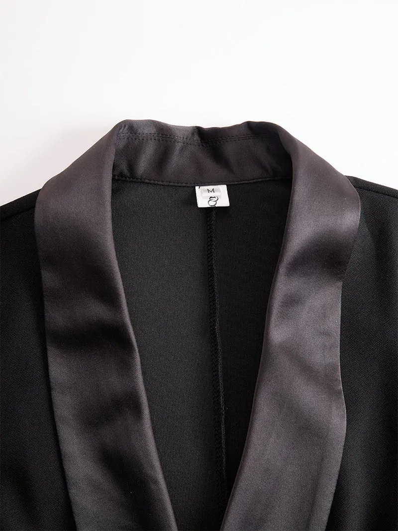 Schwarzes Spitzen-Blazer-Midi-Kleid für Damen | Langarm