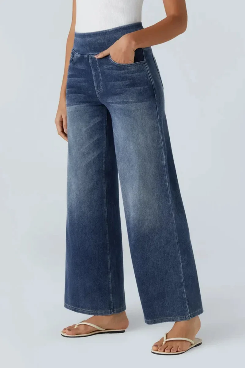 Evanna | Damen Hose Hohe Taille Dunkelblau Elegant Komfort