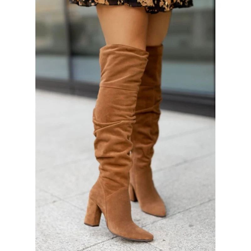 Beatrice | Damen Locker sitzende Kniehohe Stiefel mit Blockabsatz