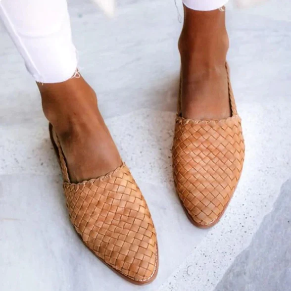 Verena | Damen Frühlings Geflochtene Slingback-Ballerinas