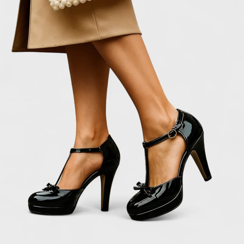 Damen-Pumps mit hohem Absatz und Fesselriemen