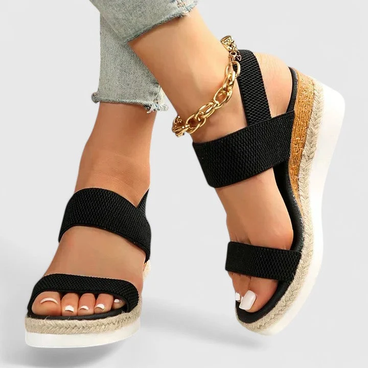Orthopädische Damensandalen mit Keilabsatz