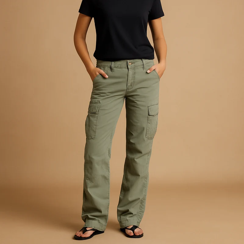 Damen-Cargohose mit hoher Taille