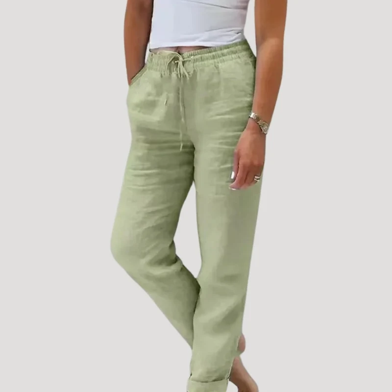Damen-Leinenhose mit Kordelzug