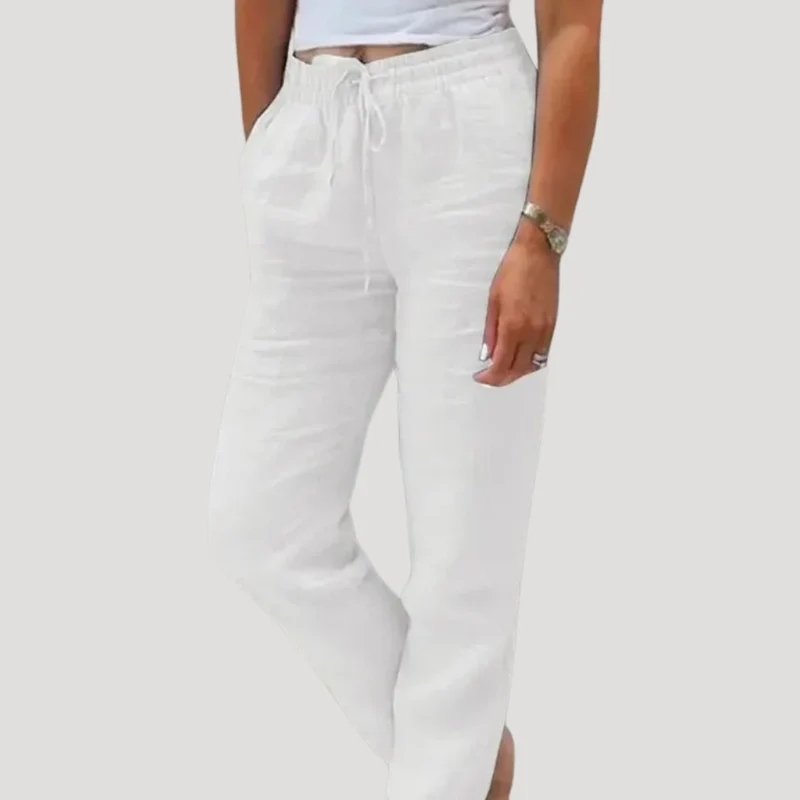 Damen-Leinenhose mit Kordelzug