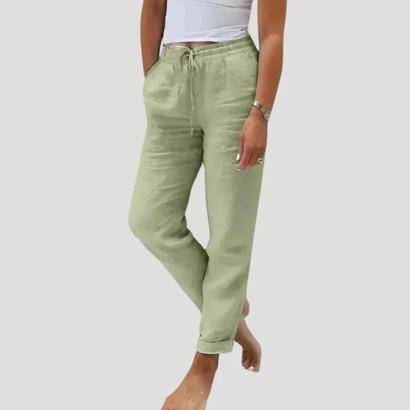 Damen-Leinenhose mit Kordelzug