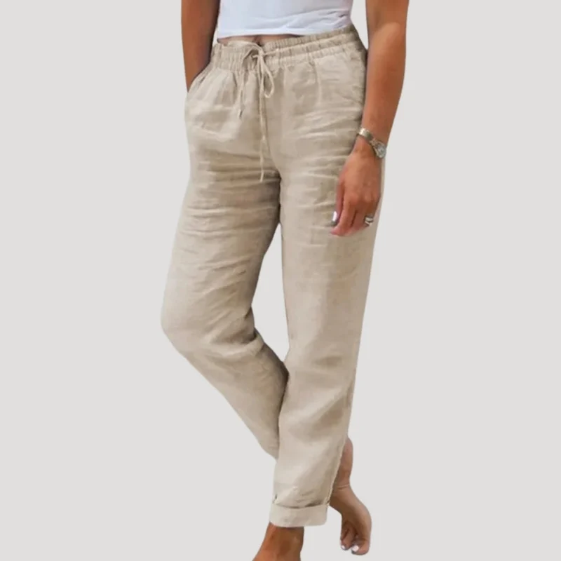 Damen-Leinenhose mit Kordelzug