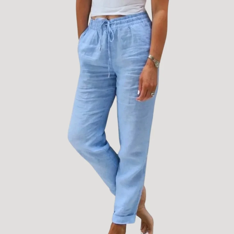 Damen-Leinenhose mit Kordelzug