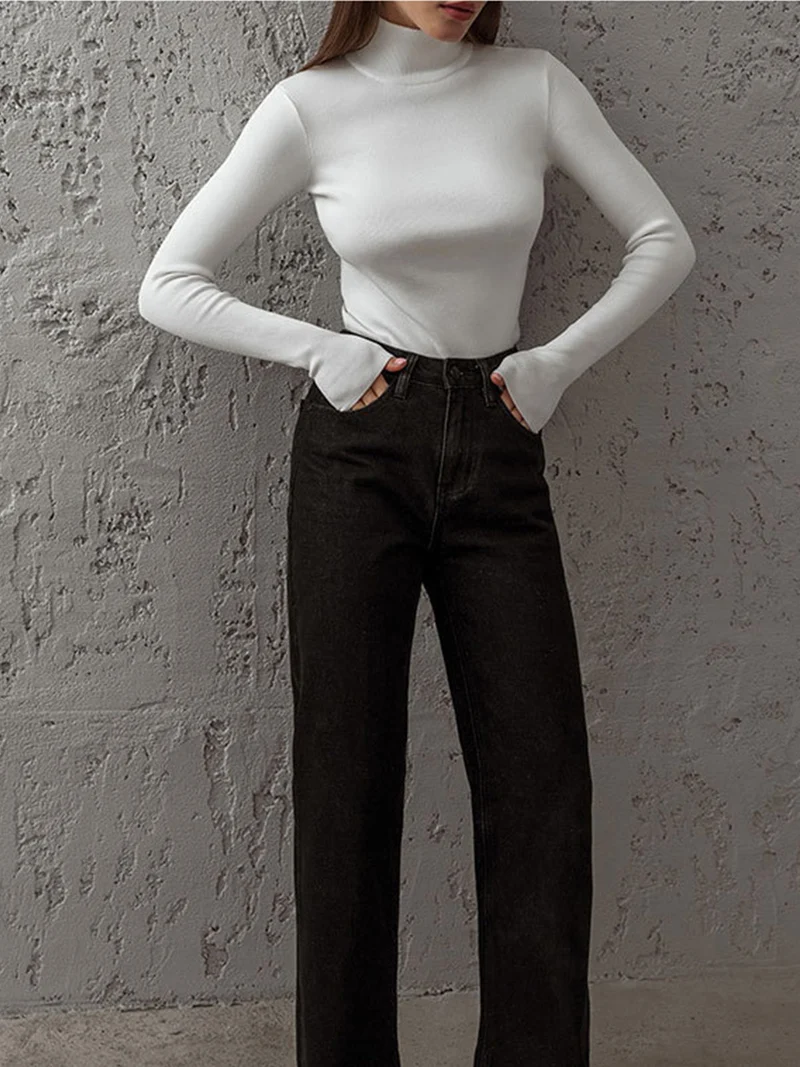 Edith | Damen Frühlings Bequemes Mock-Neck Top