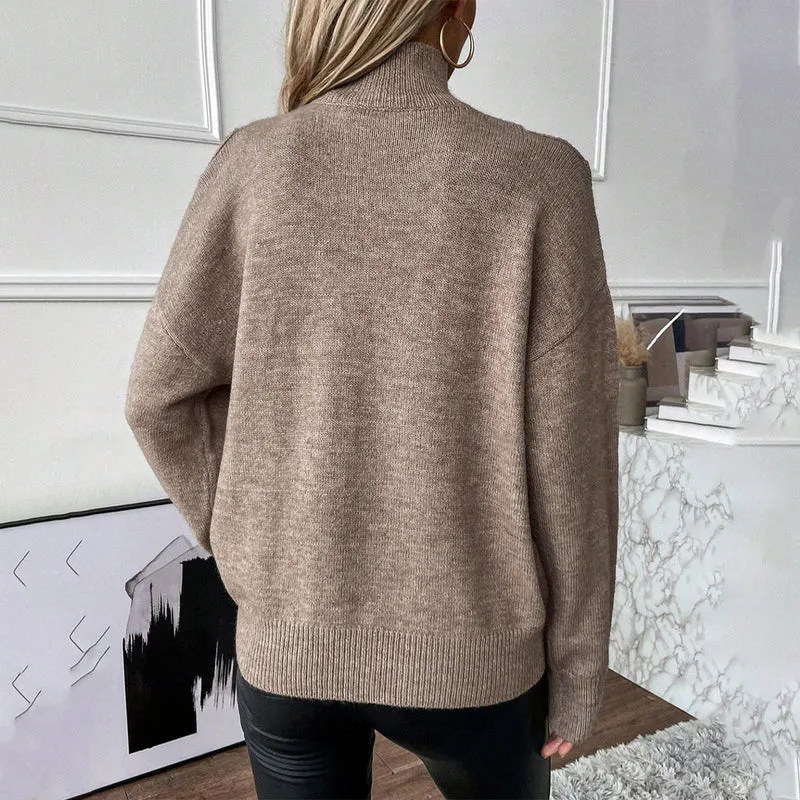 Bettina | Damen Off-Shoulder Rollkragenpullover Aus Strick