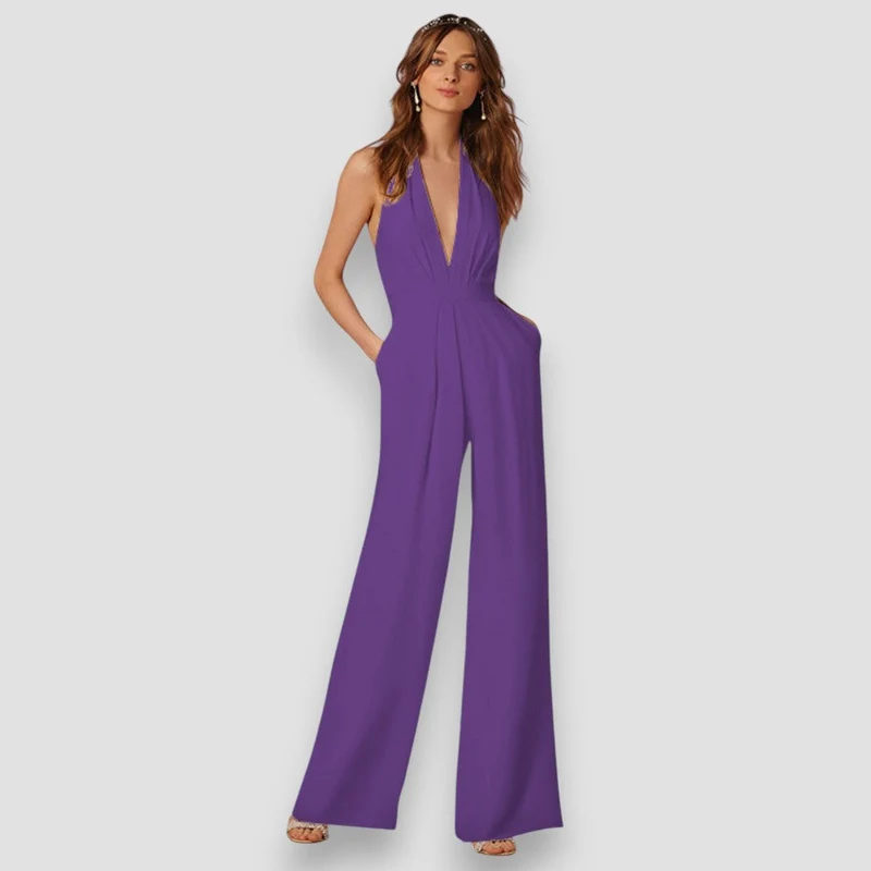 Bea | Damen Schlaghosen Jumpsuit Retro Selbstbewusst