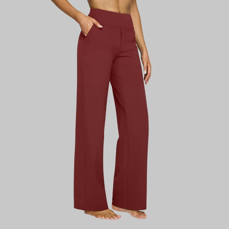 Damen-Stretchhose mit hoher Taille und Taschen