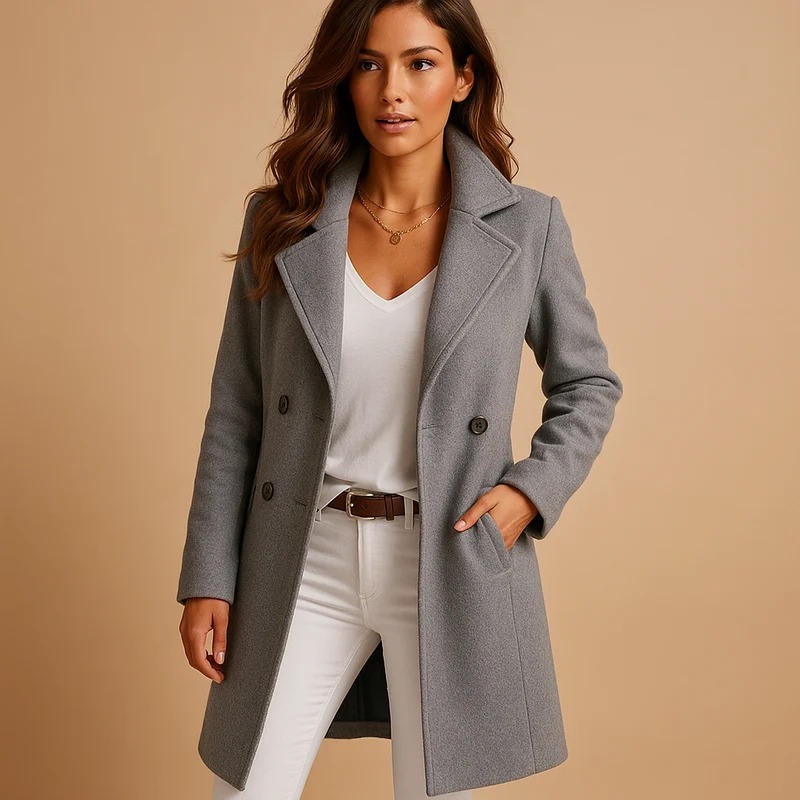 Langer Knopfmantel für Damen