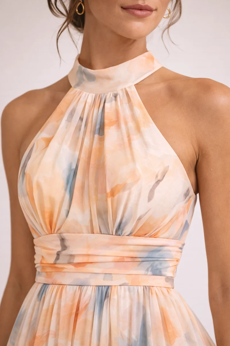 Tessi | Damen Aquarell Halterkleid – Aquarell Print Halter Kleid Sommer 2026