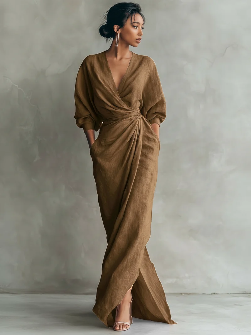 Sandra | Damen Minimalistisches Maxikleid V-Ausschnitt – Maxi Minimal V-Neck 2026