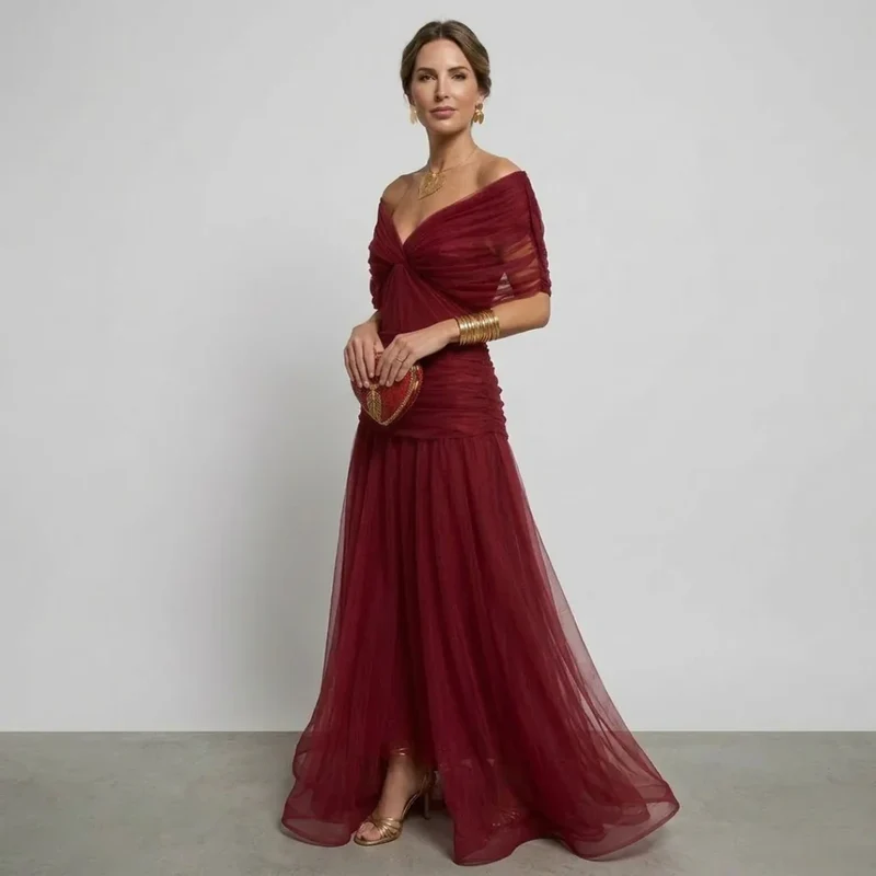 Lou | Damen Elegantes Maxikleid Festlich V-Ausschnitt – Festliches Maxi 2026
