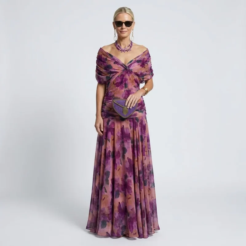 Lou | Damen Elegantes Maxikleid Festlich V-Ausschnitt – Festliches Maxi 2026