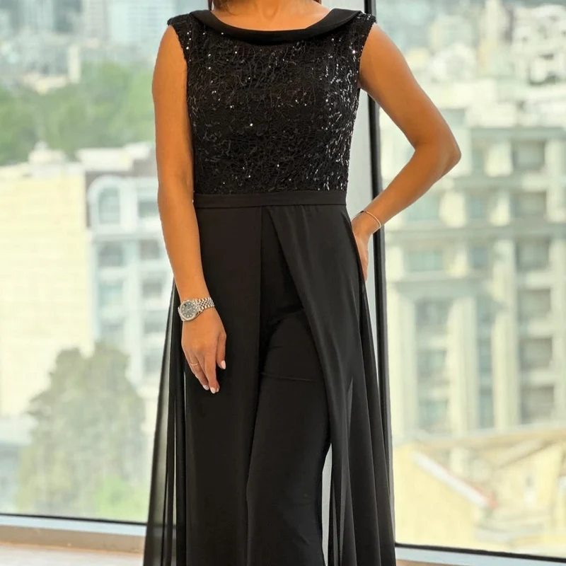 Damen-Jumpsuit aus Tüll mit Rundhalsausschnitt