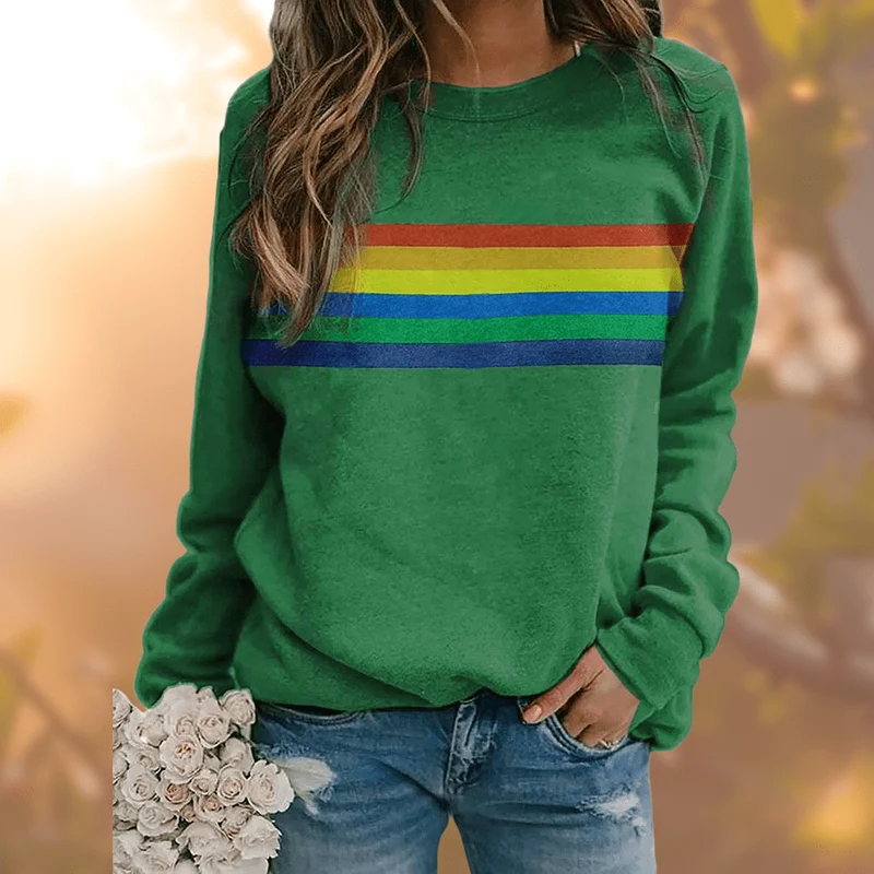 Emma | Damen Winter-Loungewear Sweatshirt mit Regenbogenstreifen