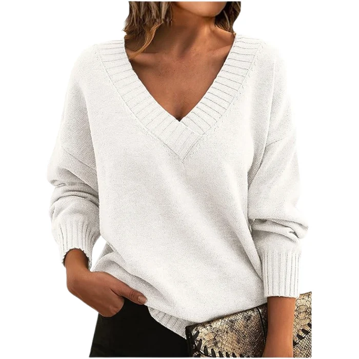 Edith | Lockerer V-Ausschnitt Pullover für Damen