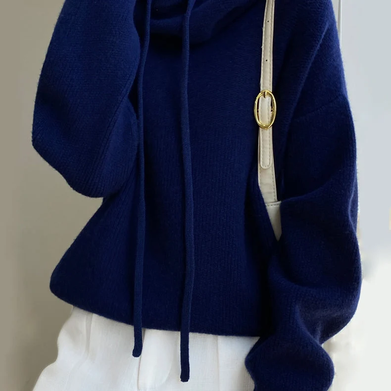 Emilia | Damen Gemütlicher Oversize Strickpullover Mit Kordelzug