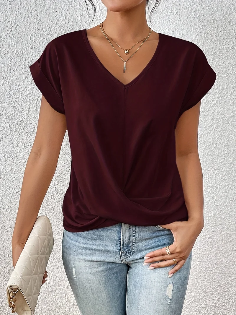 Anka | Damen T-Shirt Eleganter Ausschnitt – Bequemes Top Ausschnitt Sommer 2026