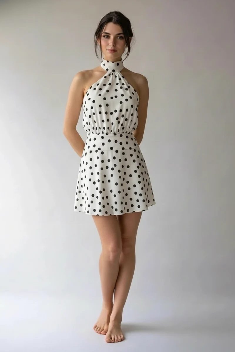 Yelena | Damen Halterneck Kleid Elegant Rückenfrei Sommer