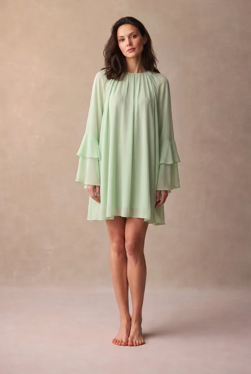 Dragana | Damen Chiffonkleid Fließend Elegant Feminin