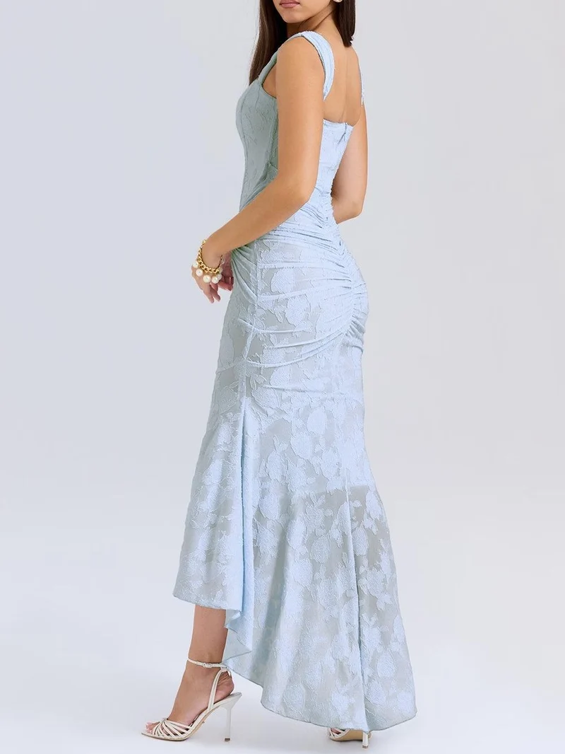 Damen-Maxikleid mit Blumenmuster, ärmellos