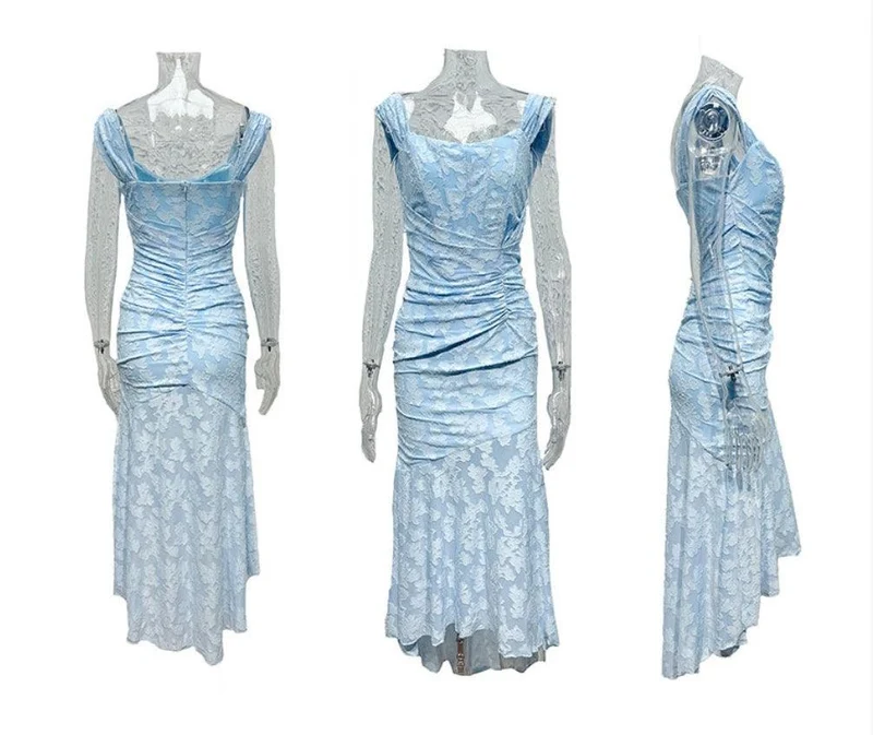 Damen-Maxikleid mit Blumenmuster, ärmellos