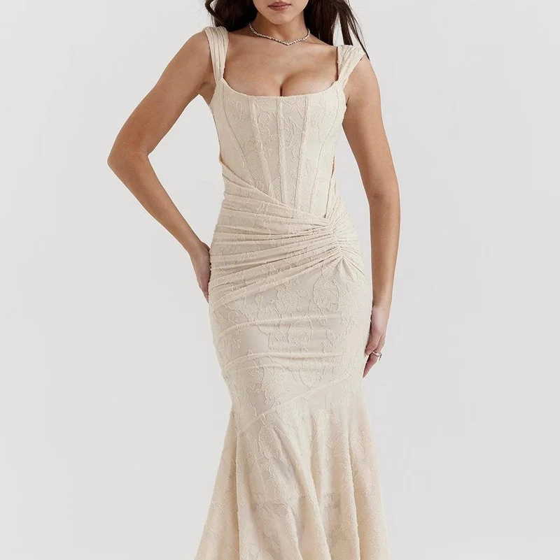 Damen-Maxikleid mit Blumenmuster, ärmellos
