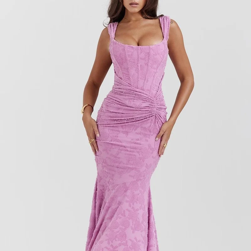Damen-Maxikleid mit Blumenmuster, ärmellos