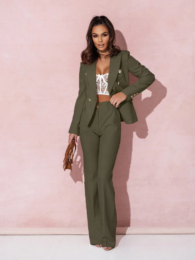 Greta | Damen Zweireihiges Blazer-Hosen-Set