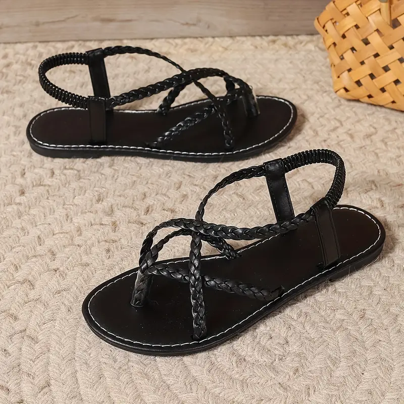 Julia | Damen Frühlings Geflochtene Flache Sandalen